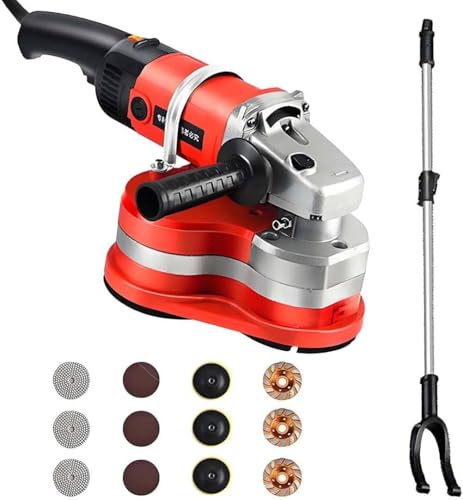 DHMYYXGS Elektrische Diamant-Poliermaschine, 3-Kopf-Betonschleifer-Set,Grob- Und Feinschliff,Mit 6 Geschwindigkeitsstufen Und Staubabsaugung,Zum Schleifen Von Beton,Zement,Marmor,Granit,B von DHMYYXGS