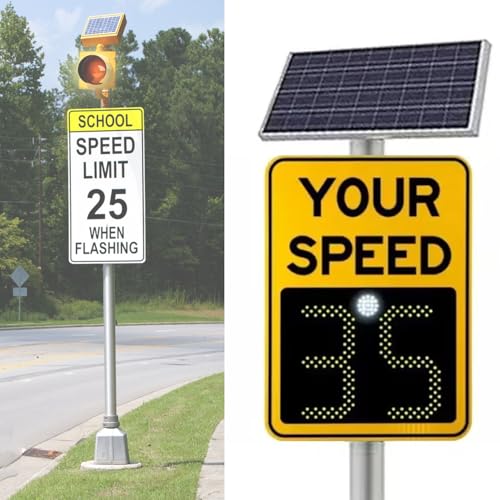 DHMYYXGS Solarbetriebenes LED-Radar-Feedback-Schild,Radar-Geschwindigkeitsschilder,blinkende Geschwindigkeitsanzeige,LED-Geschwindigkeitsanzeige,Aluminium-Radar-Geschwindigkeitsanzeige,50x70 von DHMYYXGS