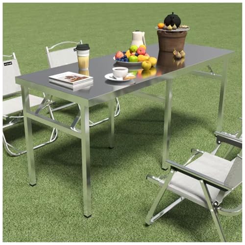 DHNDSDP Arbeitstisch Klapptisch Aus Edelstahl Tragbarer Campingtisch Den Außenbereich Küchenvorbereitungstisch Stabiler Metalltisch Mit Verstellbaren Beinen(70.9 * 23.6 * 29.5in) von DHNDSDP