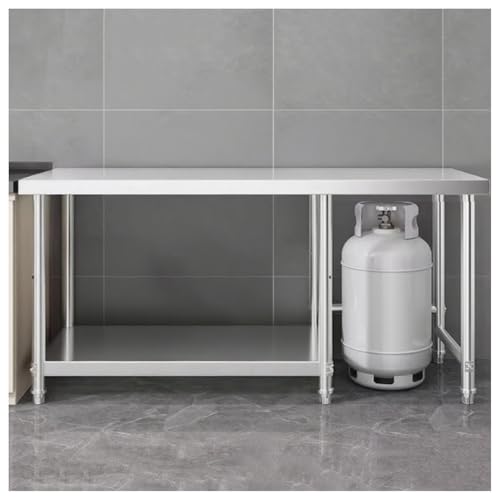 DHNDSDP Edelstahl-Arbeitstisch mit Regalen 2/3 Ebenen 80cm Höhe Offener Arbeitstisch für Küche/Restaurant Verstärkte Querstreben Unter der Arbeitsplatte Verstellbare Füße DHNDSDP Edelstahl-Arbeitstisch mit Regalen 2/3 Ebenen 80cm Höhe Offener Arbeitstisch für Küche/Restaurant Verstärkte Querstreben Unter der Arbeitsplatte Verstellbare Füße von DHNDSDP
