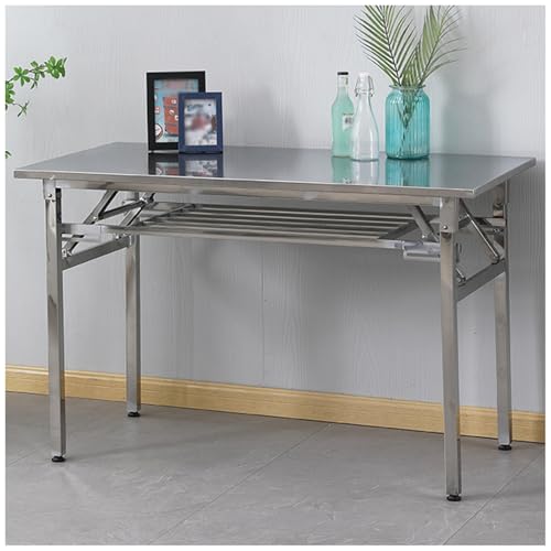 DHNDSDP Klapptisch Edelstahl Zweistöckiger Arbeitstisch Grilltisch Den Außenbereich Kommerzieller Vorbereitungstisch Platzsparender Metalltisch(39.4 * 23.6 * 29.5in) von DHNDSDP