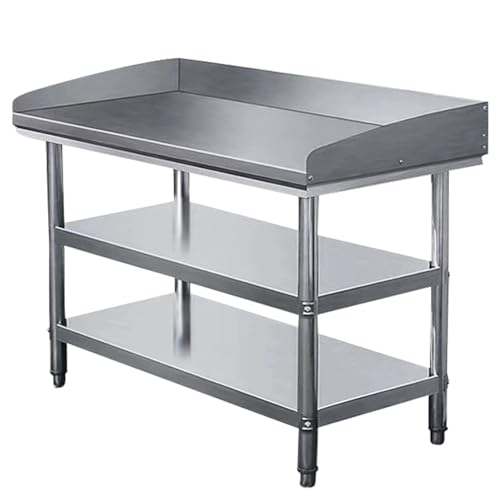 DHNDSDP Multifunktioneller Edelstahl-Arbeitstisch 2/3-stöckiger Küchene Edelstahltisch Dreiseitiger Umrandung mit Stauraumregal H80cm Höhe Hohe Tragfähigkeit Kann mit Ständern Verwendet Werden von DHNDSDP