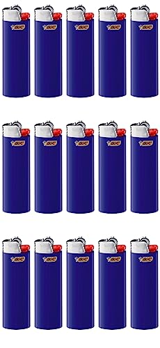 BIC J26 Maxi Feuerzeug, Gemischte Farben und BIC Ständer – Nachfüllbar, Leicht und Zuverlässig mit Aromacard von Dhobia (Blau, 15) von DHOBIA