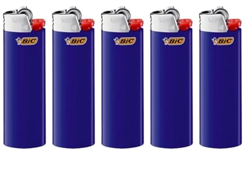 BIC J26 Maxi Feuerzeug, Gemischte Farben und BIC Ständer – Nachfüllbar, Leicht und Zuverlässig mit Aromacard von Dhobia (Blau, 5) von DHOBIA