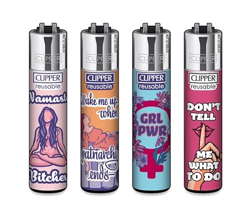 Clipper® Feuerzeuge - 4er Set + Crystal Balls (Namaste Bitches) von DHOBIA