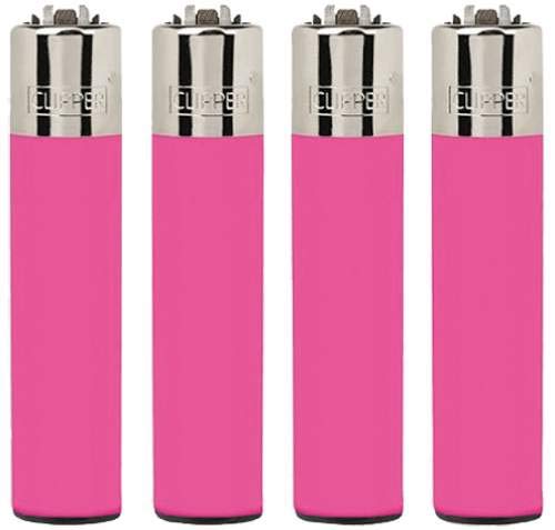 Clipper ® Feuerzeug Clipper Feuerzeuge Classic Rosa Flou Pink 4er Set + 1 x Dhobia Clipper von DHOBIA