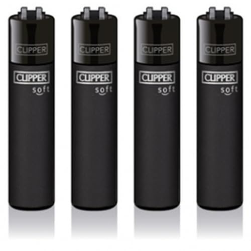 Clipper Classic Large/Micro Feuerzeuge Verschiedene Motive Neue Serie 4er Set + DHB (Soft Touch Black) von DHOBIA