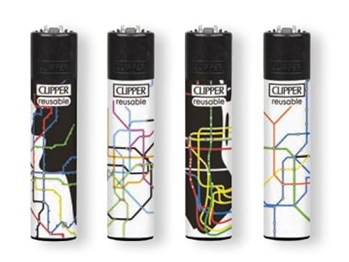 Clipper Classic Large Original Feuerzeug Feuerzeuge NEW Sommer Summer 2022 Inkl. Gratis Dhobia Clipper (World Maps #2 / Subway Lines) von DHOBIA