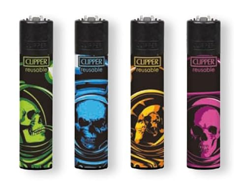 Clipper Classic Large Original Feuerzeug Feuerzeuge NEW Sommer Summer 2022 Inkl. Gratis Dhobia Clipper (Skull Bunt / Space Trip #2) von DHOBIA