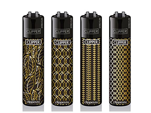 Clipper Classic Original Feuerzeuge 4er Set - Winter Kollektion 2021 + 1 Clipper DHOBIA Feuerzeug GRATIS (Medium - Gold Printing) von DHOBIA