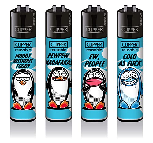 Clipper Classic Original Feuerzeuge - Winter Kollektion 2021 + Clipper DHOBIA Feuerzeug GRATIS (Pinguine #2) von DHOBIA