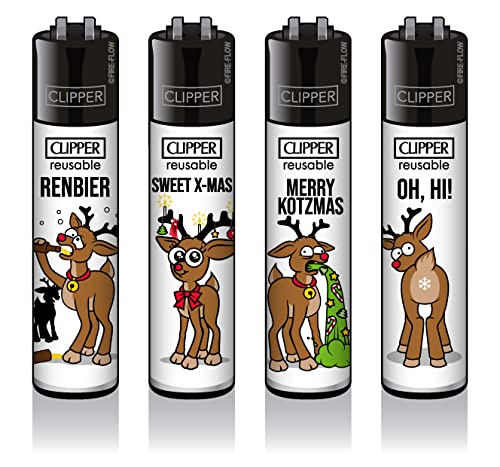 Clipper Classic Original Feuerzeuge - Winter Kollektion 2021 + Clipper DHOBIA Feuerzeug GRATIS (Rentiere #2) Bunt von DHOBIA