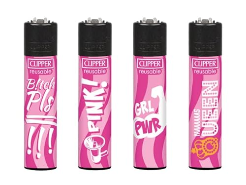 Clipper Feuerzeuge 4er Set + 1x DHOBIA Feuerzeug (Pink Power) von DHOBIA