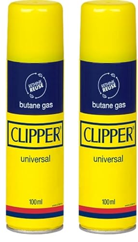 Clipper Gas Gelb White Pure 100ml 250ml 300ml 1er/2er/6erSet Isobutane Universal Flintsystem Feuersteine (2, 100ml) von DHOBIA