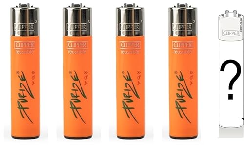 Clipper Large Micro Kunststoff Feuerzeuge Inkl Gratis Dhobia Feuerzeuge (FFX Purize Orange) von DHOBIA