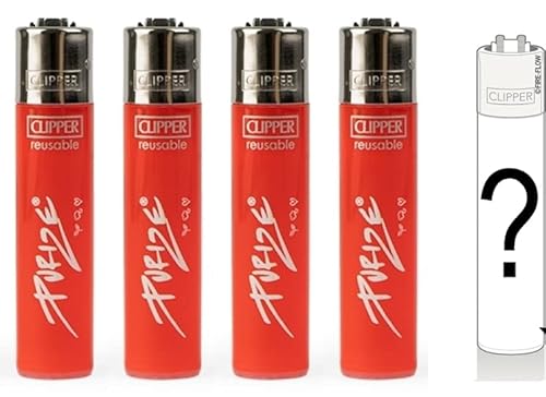 Clipper Large Micro Kunststoff Feuerzeuge Inkl Gratis Dhobia Feuerzeuge (FFX Purize Rot) von DHOBIA