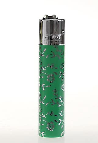 Clipper Metall Large Feuerzeug Gas - 1x Feuerzeug Edles Design inkl. Geschenk Box + DHB (Blue & Green Pattern - Green) von DHOBIA