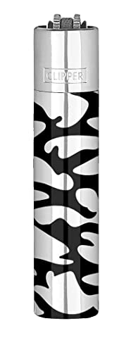 Clipper Metall Large Feuerzeug Gas - 1x Feuerzeug Edles Design inkl. Geschenk Box + DHB (Camouflage Silber) von DHOBIA