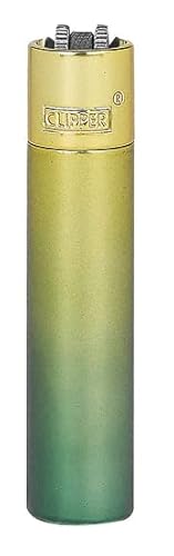 Clipper Metall Large Feuerzeug Gas - 1x Feuerzeug Edles Design inkl. Geschenk Box + DHB (Green Gradient ICY) von DHOBIA