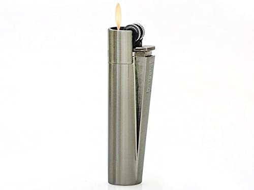 Clipper Metall Large Feuerzeug Gas - 1x Feuerzeug Edles Design inkl. Geschenk Box + DHB (Silver - Matt) von DHOBIA