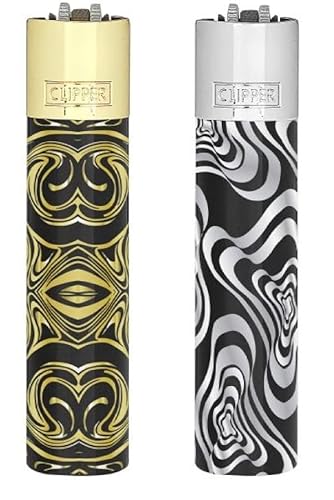 Clipper Metall Large Feuerzeug Gas - Edles Design inkl. Geschenk Box + DHB (2er Psychodelic Nightmare G+S) von DHOBIA