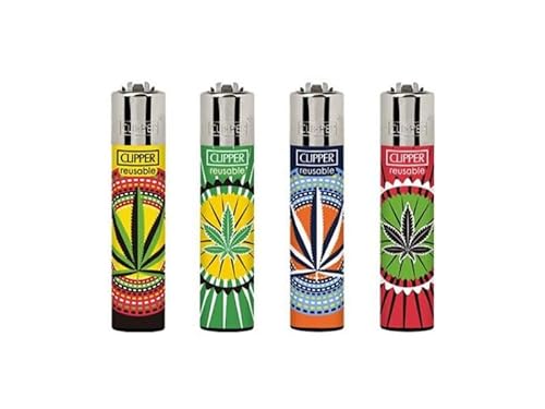 Clipper Original Classic Large Feuerzeuge Lighter Frühjahr Kollektion 2022 / 2er-8er Set+1 x DHOBIA Clipper Feuerzeug Gratis (Weed Circles) von DHOBIA