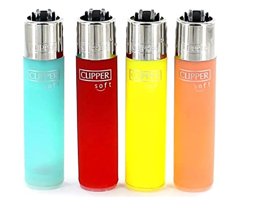 Clipper Soft Touch Original Feuerzeug Feuerzeuge Lighter - Peach/Yellow/Blue/Red - 4er Set + Clipper DHOBIA Feuerzeug von DHOBIA