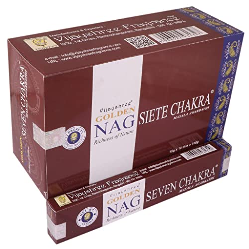 Golden Nag Verschiedene Düfte Original aus Indien Handgerollt Meditation Entspannung Aromatisch GRATIS Räucherstäbchen Halter (Seven Chakra, 3) von DHOBIA