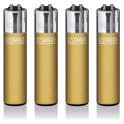 Original Clipper Feuerzeuge Einfarbig 4er Set (z.B. Soft Touch, Crystal, Metalic, solid Fluro) + 1 Clipper DHOBIA Feuerzeug GRATIS (Metallic IV Gold) von DHOBIA