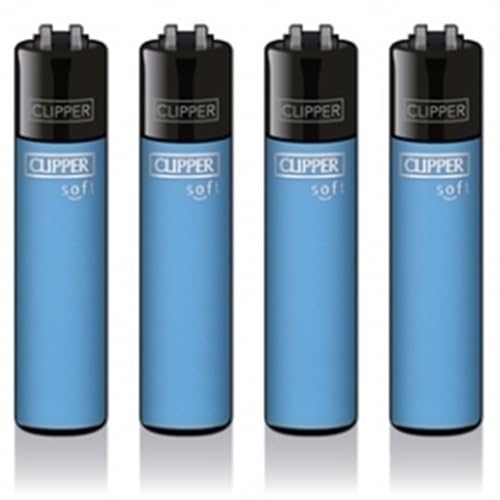 Original Clipper Feuerzeuge Einfarbig 4er Set (z.B. Soft Touch, Crystal, Metalic, solid Fluro) + 1 Clipper DHOBIA Feuerzeug GRATIS (Soft Touch #2 Blau) von DHOBIA