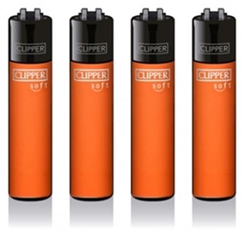 Original Clipper Feuerzeuge Einfarbig 4er Set (z.B. Soft Touch, Crystal, Metalic, solid Fluro) + 1 Clipper DHOBIA Feuerzeug GRATIS (Soft Touch #2 Orange) von DHOBIA