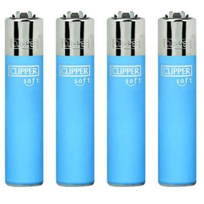 Original Clipper Feuerzeuge Einfarbig 4er Set (z.B. Soft Touch, Crystal, Metalic, solid Fluro) + 1 Clipper DHOBIA Feuerzeug GRATIS (Soft Touch #3 Blau) von DHOBIA