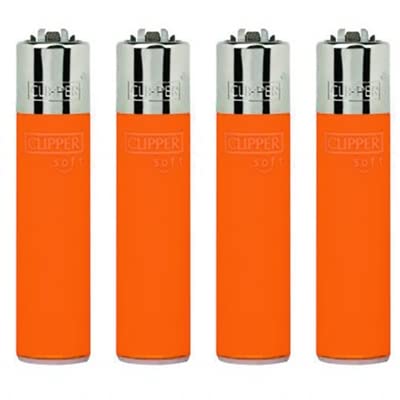 Original Clipper Feuerzeuge Einfarbig 4er Set (z.B. Soft Touch, Crystal, Metalic, solid Fluro) + 1 Clipper DHOBIA Feuerzeug GRATIS (Soft Touch #3 Orange) von DHOBIA