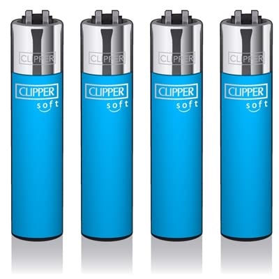 Original Clipper Feuerzeuge Einfarbig 4er Set (z.B. Soft Touch, Crystal, Metalic, solid Fluro) + 1 Clipper DHOBIA Feuerzeug GRATIS (Soft Touch Fluo Blau) von DHOBIA