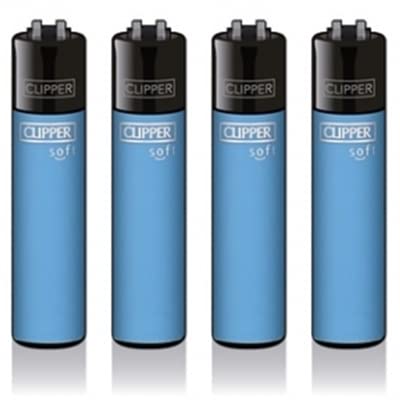 Original Clipper Feuerzeuge Einfarbig 4er Set (z.B. Soft Touch, Crystal, Metalic, solid Fluro) + 1 Clipper DHOBIA Feuerzeug GRATIS (Soft Touch S.E. 2 - Blau) von DHOBIA
