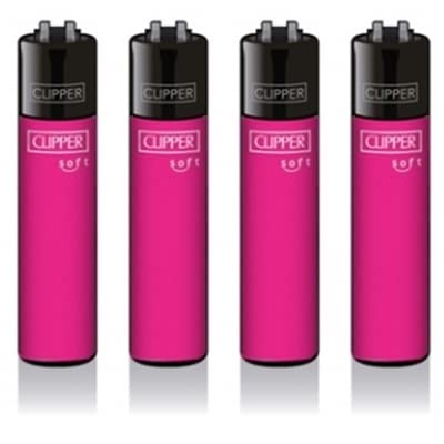 Original Clipper Feuerzeuge Einfarbig 4er Set (z.B. Soft Touch, Crystal, Metalic, solid Fluro) + 1 Clipper DHOBIA Feuerzeug GRATIS (Soft Touch S.E. 2 - Pink) von DHOBIA