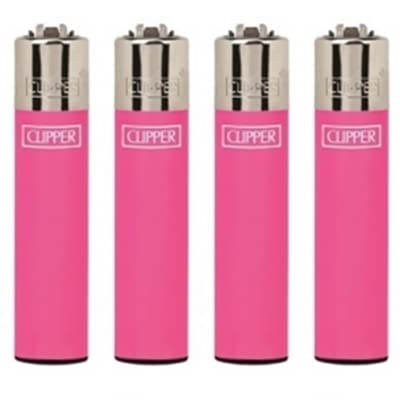 Original Clipper Feuerzeuge Einfarbig 4er Set (z.B. Soft Touch, Crystal, Metalic, solid Fluro) + 1 Clipper DHOBIA Feuerzeug GRATIS (Solid Branded Pink) von DHOBIA