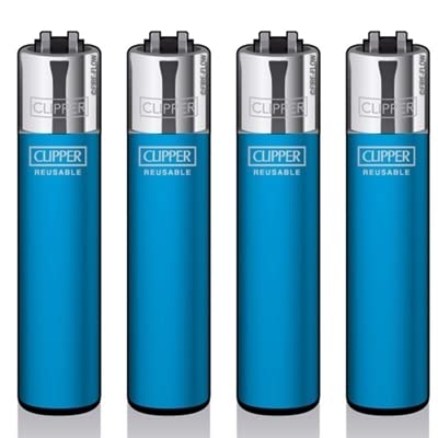 Original Clipper Feuerzeuge Einfarbig 4er Set (z.B. Soft Touch, Crystal, Metalic, solid Fluro) + 1 Clipper DHOBIA Feuerzeug GRATIS (Solid Fluroesc. Blau) von DHOBIA