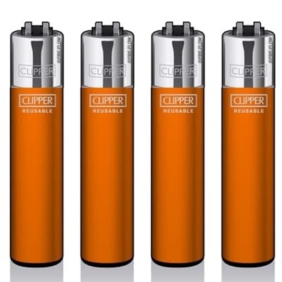 Original Clipper Feuerzeuge Einfarbig 4er Set (z.B. Soft Touch, Crystal, Metalic, solid Fluro) + 1 Clipper DHOBIA Feuerzeug GRATIS (Solid Fluroesc. Orange) von DHOBIA