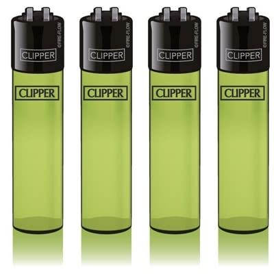 Original Clipper Feuerzeuge Einfarbig 4er Set (z.B. Soft Touch, Crystal, Metalic, solid Fluro) + 1 Clipper DHOBIA Feuerzeug GRATIS (Transculent Grün) von DHOBIA
