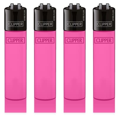 Original Clipper Feuerzeuge Einfarbig 4er Set (z.B. Soft Touch, Crystal, Metalic, solid Fluro) + 1 Clipper DHOBIA Feuerzeug GRATIS (Transculent Pink) von DHOBIA