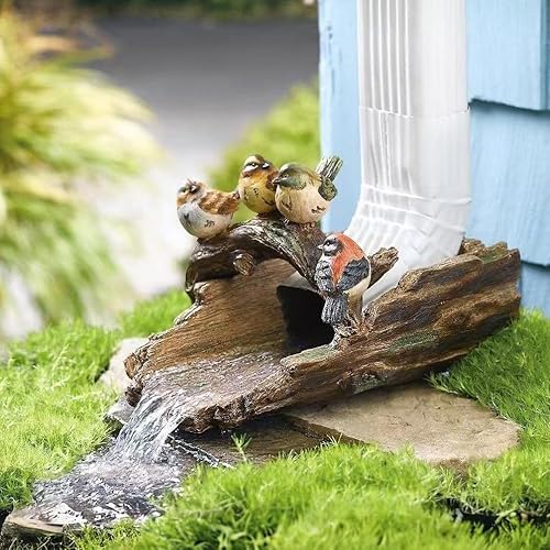 Dachrinnen-Fallrohr-Verlängerung Dekoration Spritzblock Outdoor-Statuen Gartendekoration, 29 cm L x 17,5 cm B Vier Vögel Dachrinne Fallrohr Garten Rotkehlchen Vogel Skulptur Regen Beton Teich Zubehör von DHOBY GHAUT
