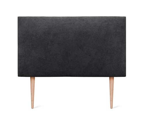 DHOME Kopfteil aus Kunstleder oder Stoff AQUALINE Glatt mit Beinen Kopfteil gepolstert Luxusbett Kopfteil (105x105cm Mit Füßen (Betten 80/90/105), Stoff Schwarz) von DHOME