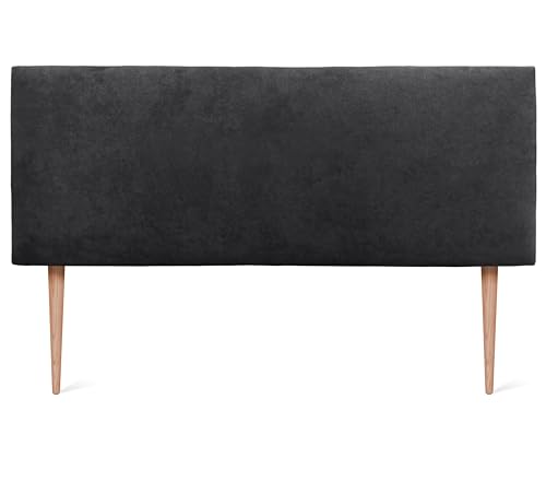 DHOME Kopfteil aus Kunstleder oder Stoff AQUALINE Glatt mit Beinen Kopfteil gepolstert Luxusbett Kopfteil (135x105cm Mit Füßen (Betten 120/135/140), Stoff Schwarz) von DHOME