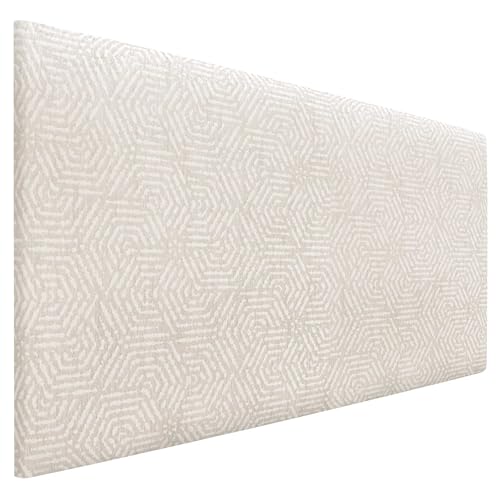 DHOME Exklusives Glatt Gepolstertes Kopfteil Serie Luxury Edition Wandmontage Akustisch Absorbierend Kopfstütze für Bett und Schlafzimmer (Ethnic White, 105cm, 8cm Dicke) von DHOME