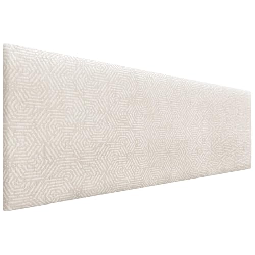 DHOME Exklusives Glatt Gepolstertes Kopfteil Serie Luxury Edition Wandmontage Akustisch Absorbierend Kopfstütze für Bett und Schlafzimmer (Ethnic White, 135cm, 8cm Dicke) von DHOME