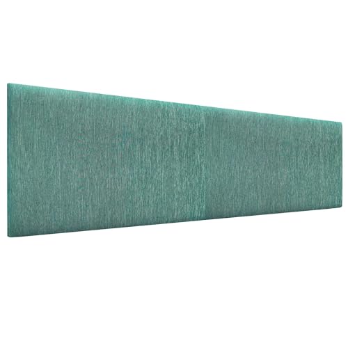 DHOME Exklusives Glatt Gepolstertes Kopfteil Serie Luxury Edition Wandmontage Akustisch Absorbierend Kopfstütze für Bett und Schlafzimmer (Lineal Green, 220cm, 4cm Dicke) von DHOME