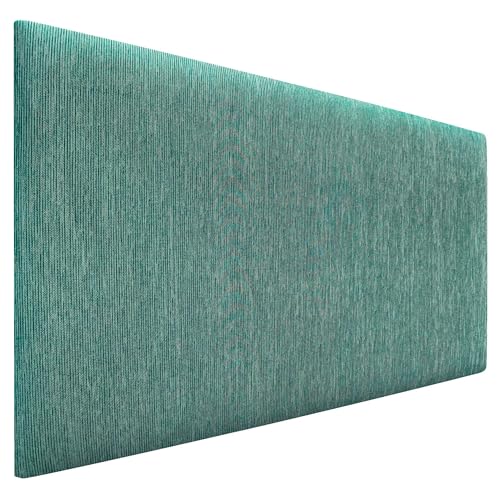 DHOME Exklusives Glatt Gepolstertes Kopfteil Serie Luxury Edition Wandmontage Akustisch Absorbierend Kopfstütze für Bett und Schlafzimmer (Lineal Green, 90cm, 4cm Dicke) von DHOME