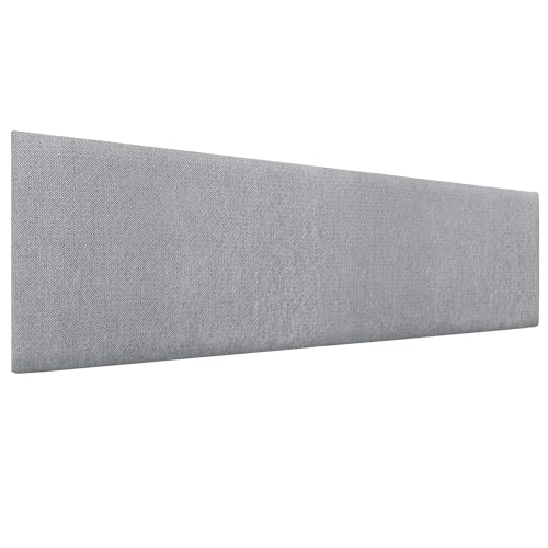 DHOME Exklusives Glatt Gepolstertes Kopfteil Serie Luxury Edition Wandmontage Akustisch Absorbierend Kopfstütze für Bett und Schlafzimmer (Silver Grey, 200cm, 4cm Dicke) von DHOME