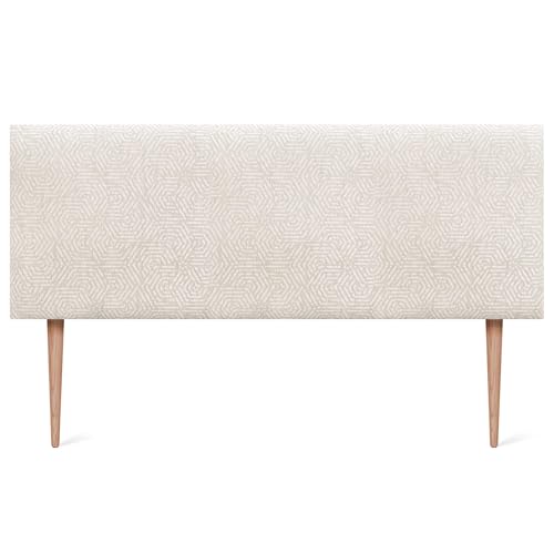 DHOME Exklusives Glatt Gepolstertes Kopfteil Serie Luxury Edition mit Beinen Wandmontage Akustisch Absorbierend Kopfstütze für Bett und Schlafzimmer (Ethnic White, 145cm, 4cm Dicke) von DHOME